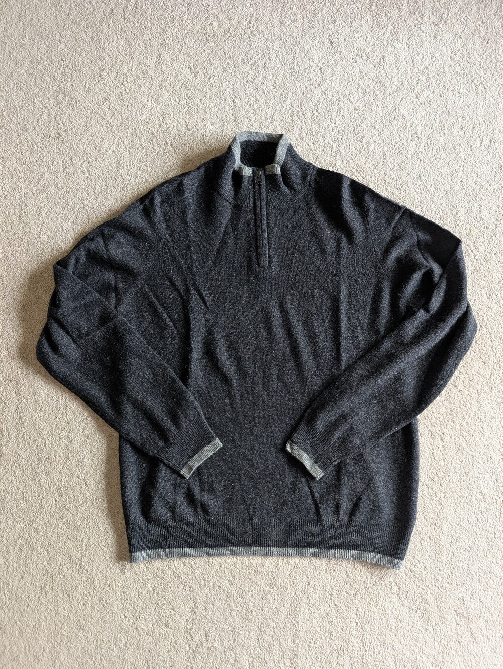 Hammacher Schlemmer Pure Cashmere Half-Zip Sweater - Charcoal Gray